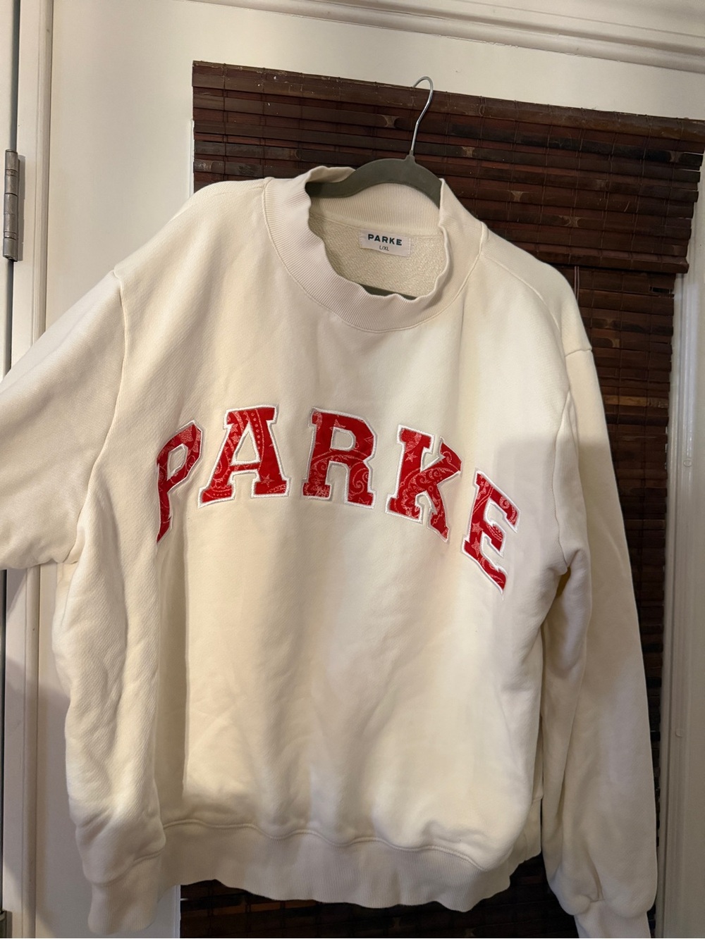 Parke  Heritage Varsity Mockneck Cream,Red Paisley, no longer available, sz L/XL